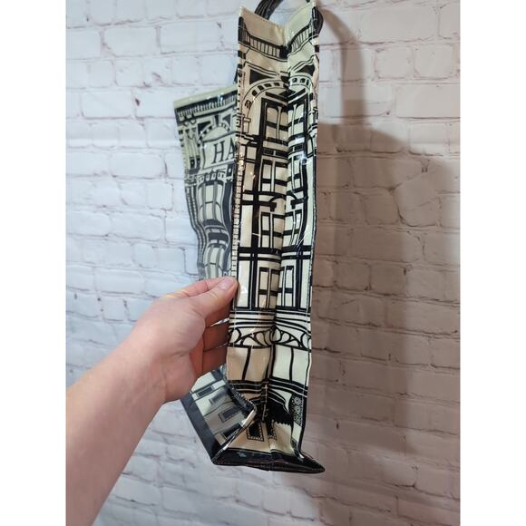 Harrods Of London Iconic Knightsbridge Building PVC Coated Tote Bag Black Ivory - Picture 6 of 14